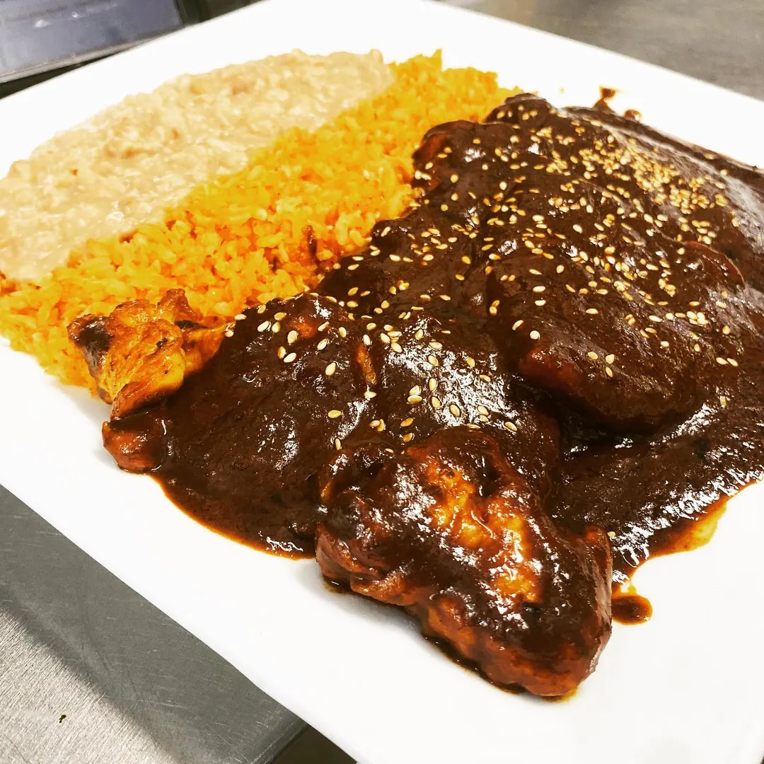 Mole poblano with rice